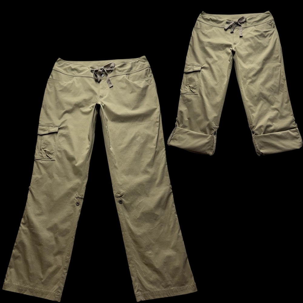 Columbia Women's Khaki Cargo Hiking Pants Convertible Roll-Up Size 14 #264